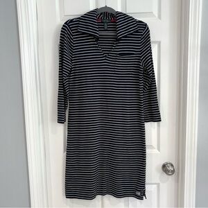 LRL Lauren Jeans Co Ralph Lauren Striped Navy Nautical 3/4 Sleeve Shirt Dress M